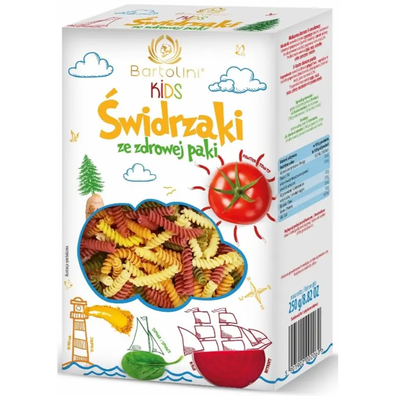 Makaron semolinowy z suszonymi warzywami dla dzieci świdrzaki 250 g