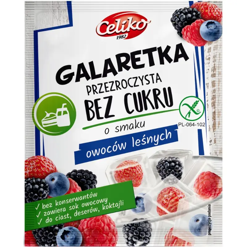 Galaretka o smaku owoców leśnych bez cukru bezglutenowa 14 g