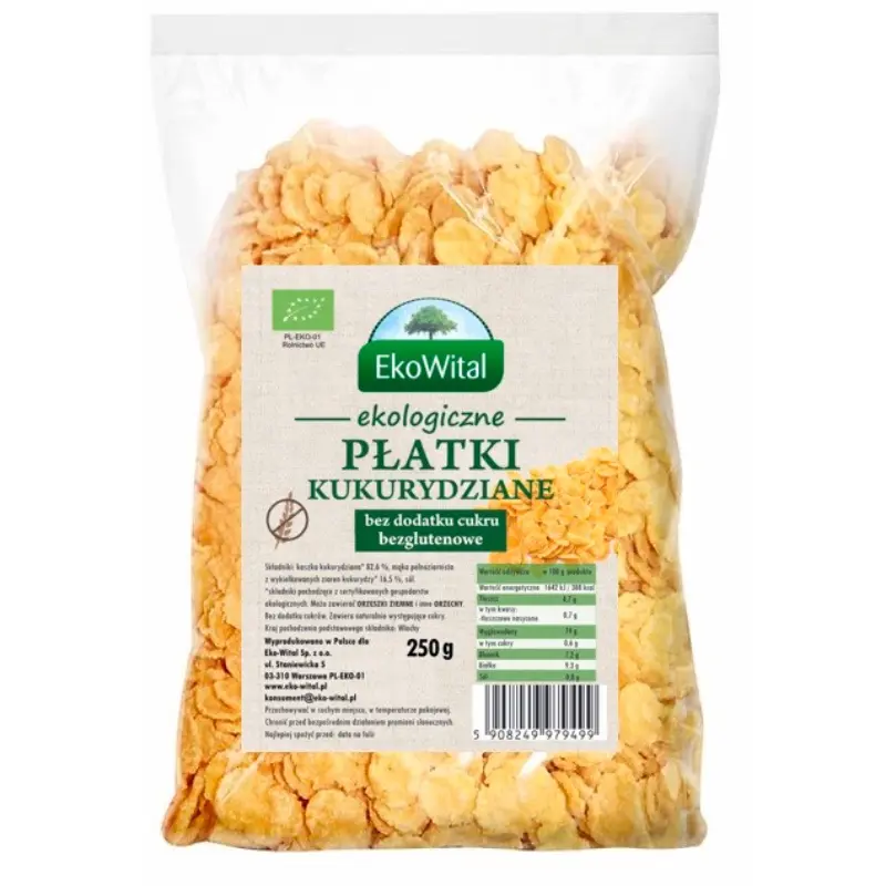 Płatki kukurydziane bez dodatku cukru bezglutenowe BIO 250 g